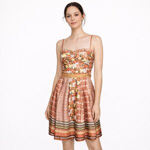 Max & Cleo Satin Floral Sweetheart Neckline A Line Pleated Dress Size 4